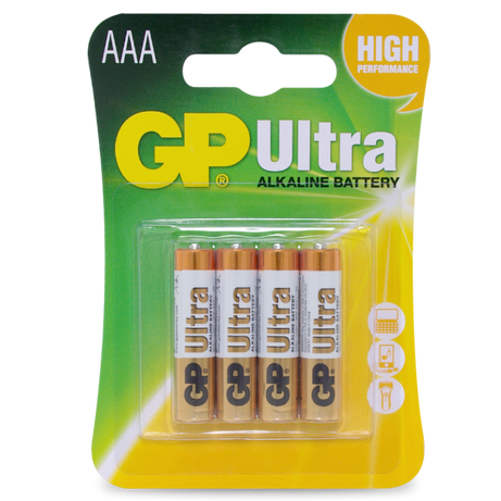 GP GP24AUC4 Ultra Alkaline AAA  - Card of 4